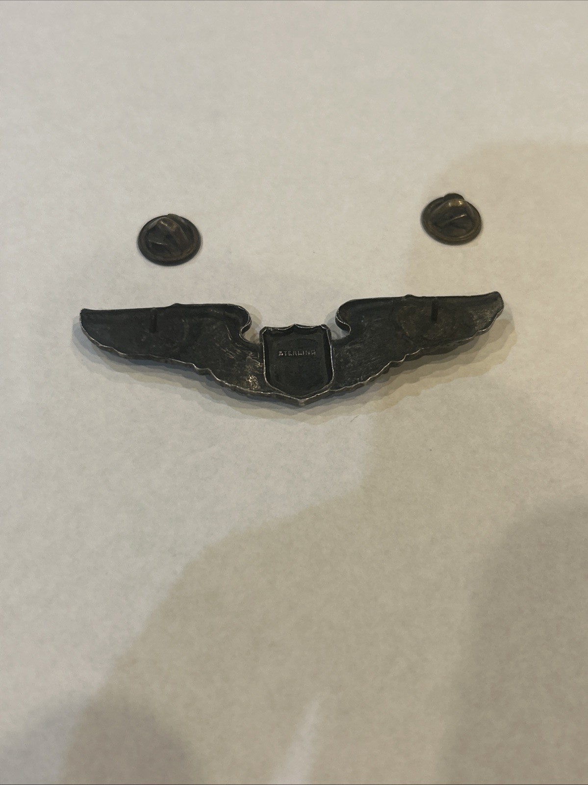 WWII USAAF Pilot Wings 3" Sterling Silver Army Air Forces Aviator Pin Military