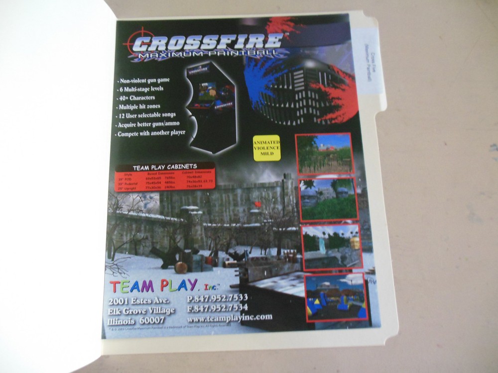 CROSS FIRE MAXIMUM PAINTBALL CROSSFIRE      ARCADE VIDEO  GAME  FLYER
