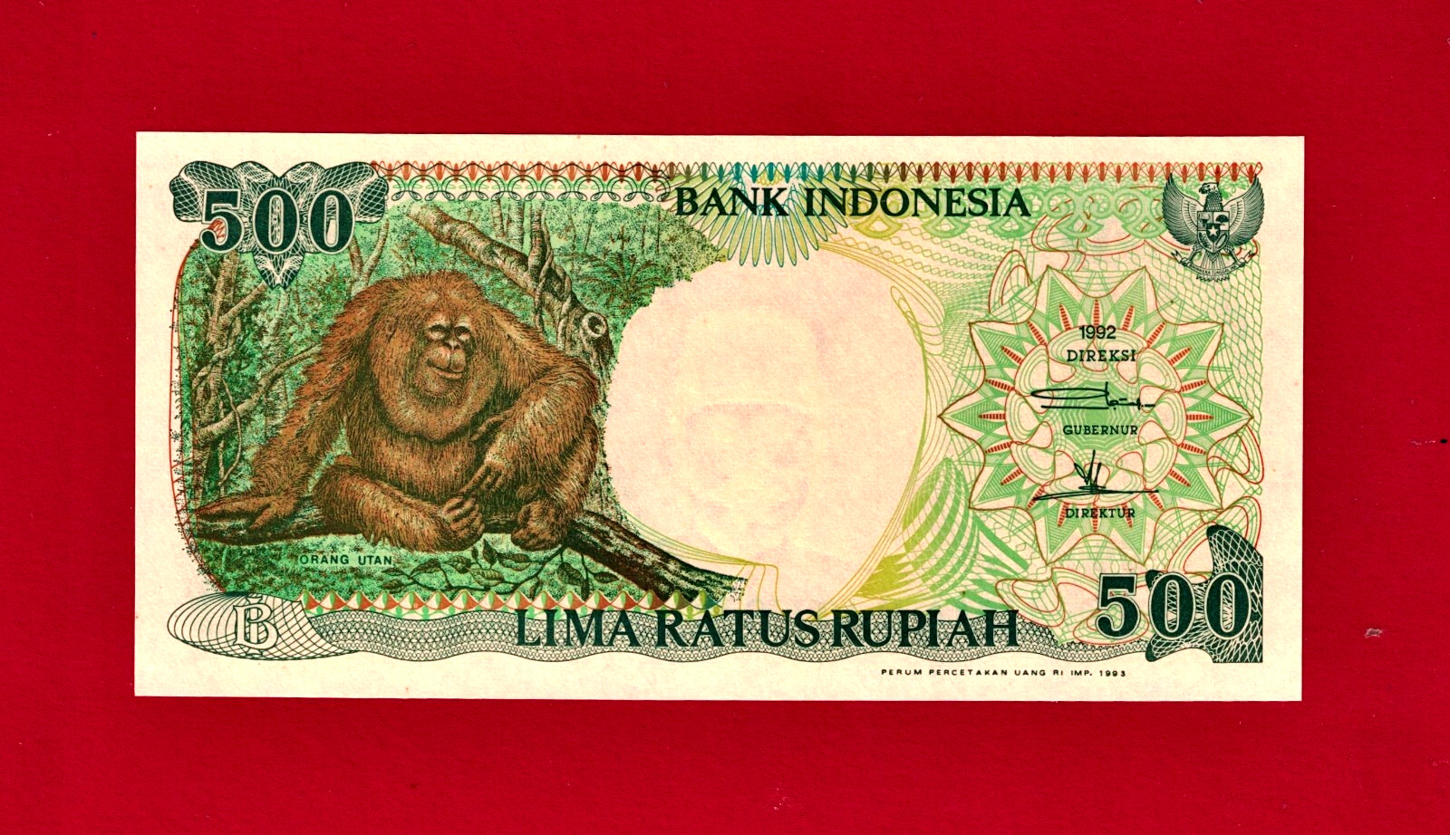 INDONESIA 500 RUPIAH 1992 UNC NOTE - Low Serial # - Sign: Mooy & Sabirin, P-128a