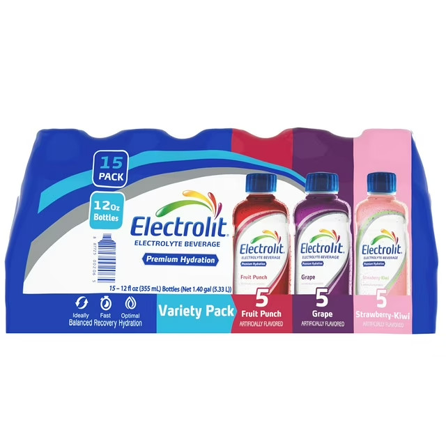 Electrolit Premium Hydration Variety Pack - 12 oz Bottles (15 Pack)