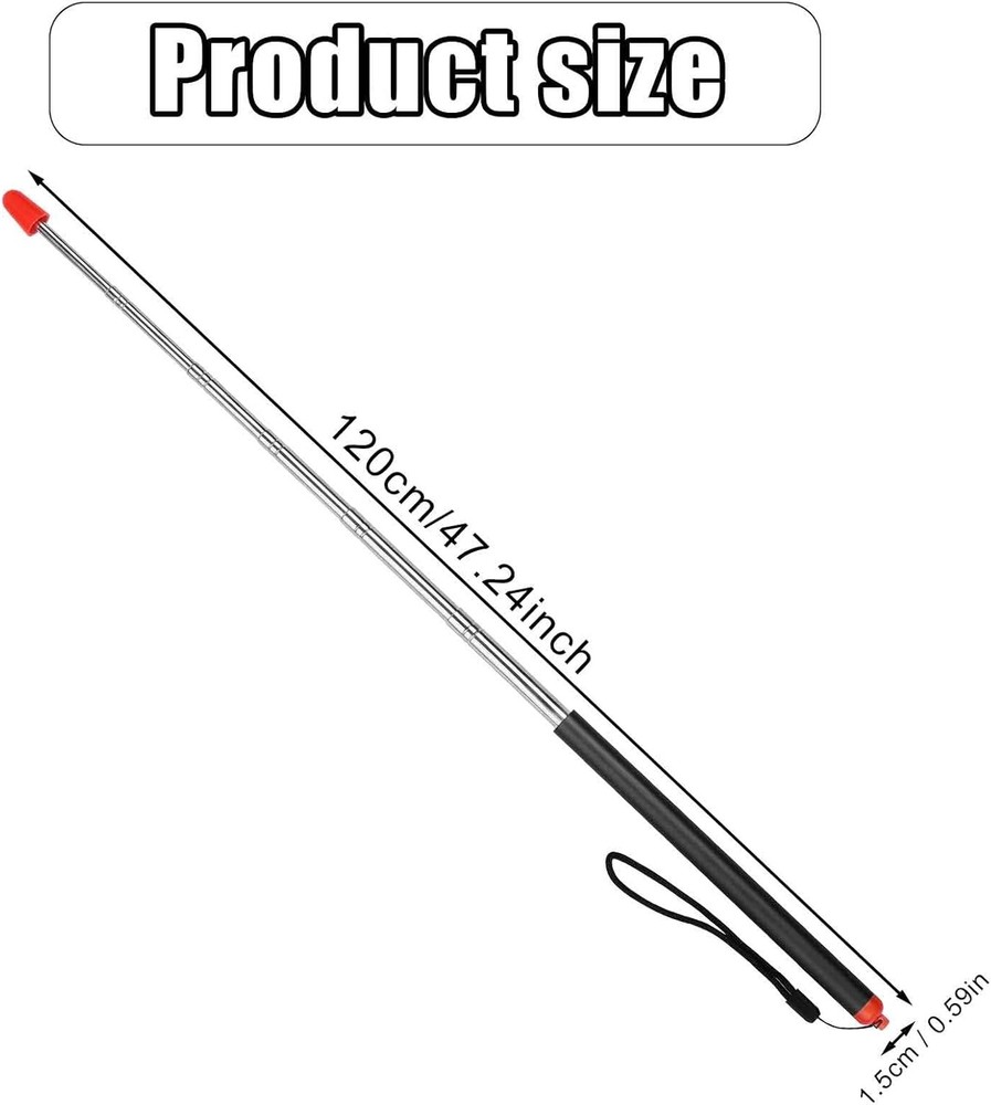 Telescopic Teachers Pointer Stick, 47.24in Retractable Teaching Pointer,...