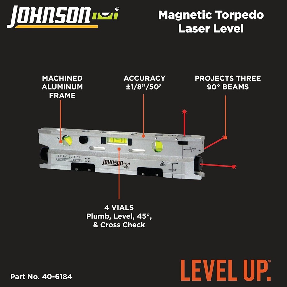 Professional Precision Tool: Johnson 40-6184 Magnetic Laser Level with Soft Case