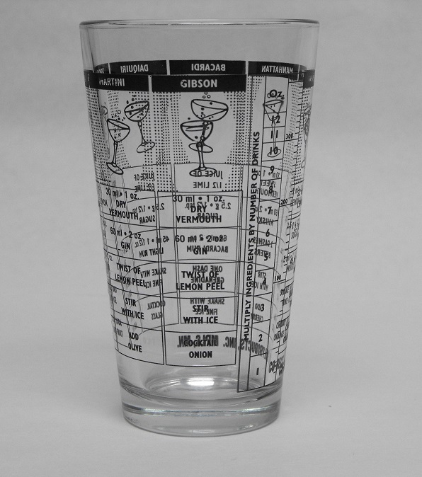 3 pc Recipe Cocktail BAR SHAKER Set MIXING GLASS, MEASURING CUP & JIGGER KIT