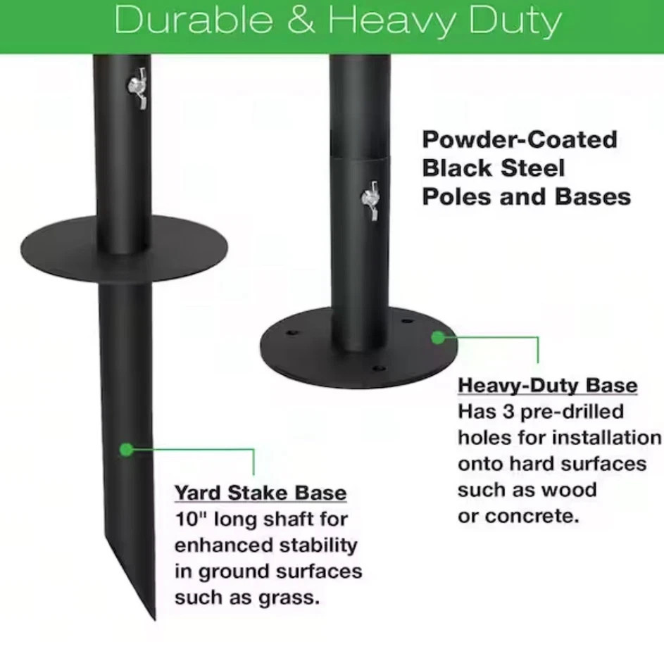 EXCELLO GLOBAL PRODUCTS Single 10 ft. String Light Pole (Black)
