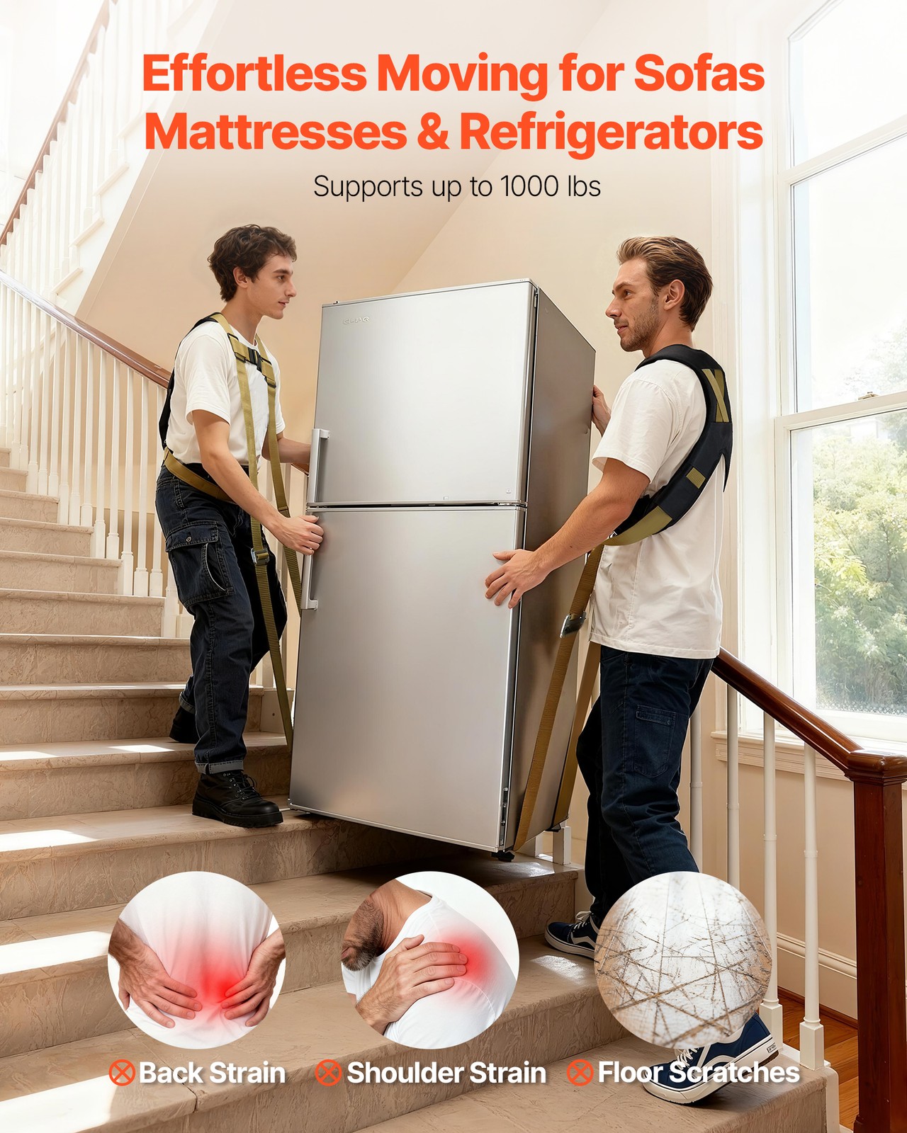 VEVOR Moving Straps Holds up to 1000 lbs 2-Person Lifting and Moving System