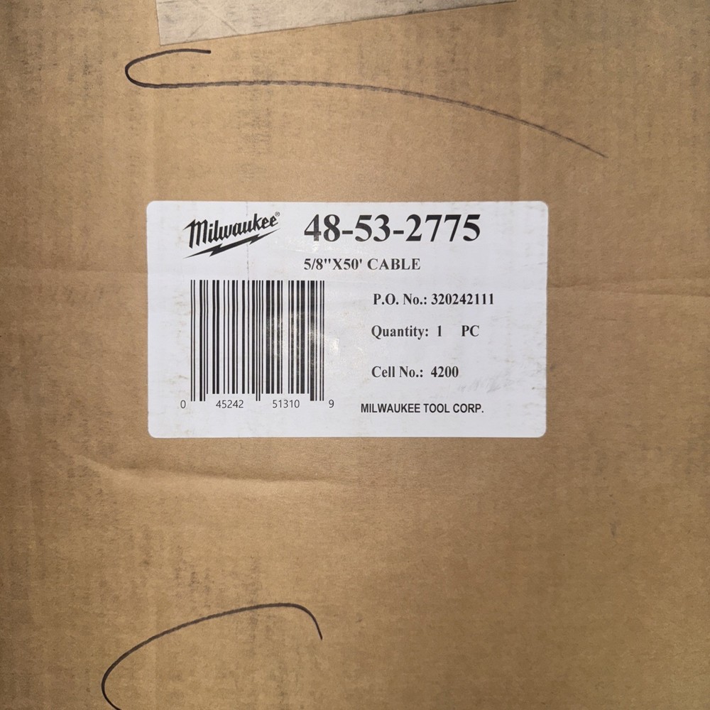 MILWAUKEE 48-53-2775 Open Wind Coupling Cable w/Rust Guard 5/8"x50'