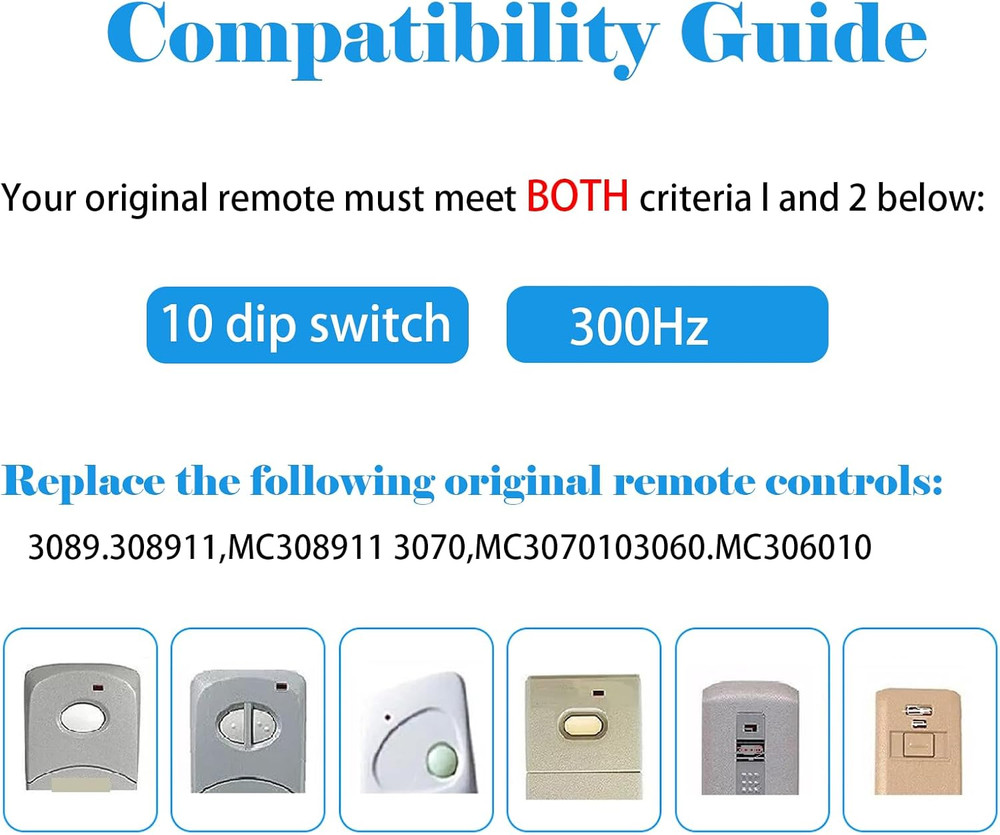2 for 10 Pin Multicode Gate Door Opener Remote Control,10 Dip Switch,Compatible