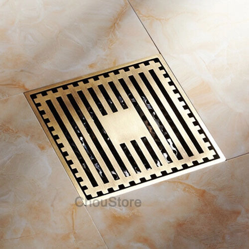 Solid Antique Brass Shower Floor Drain Bath Water Waste Grate Linear Drainer