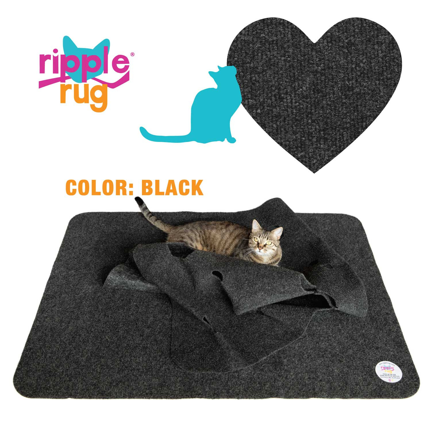 Updated-Ripple Rug Cat Activity Play Mat - Made in USA - We are the Manufacturer