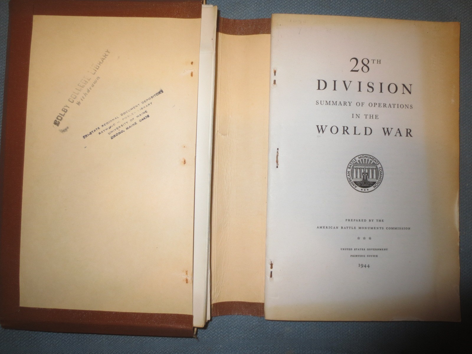 28th Division Summary Of Operations World War Maps & Summary WWI complete RARE