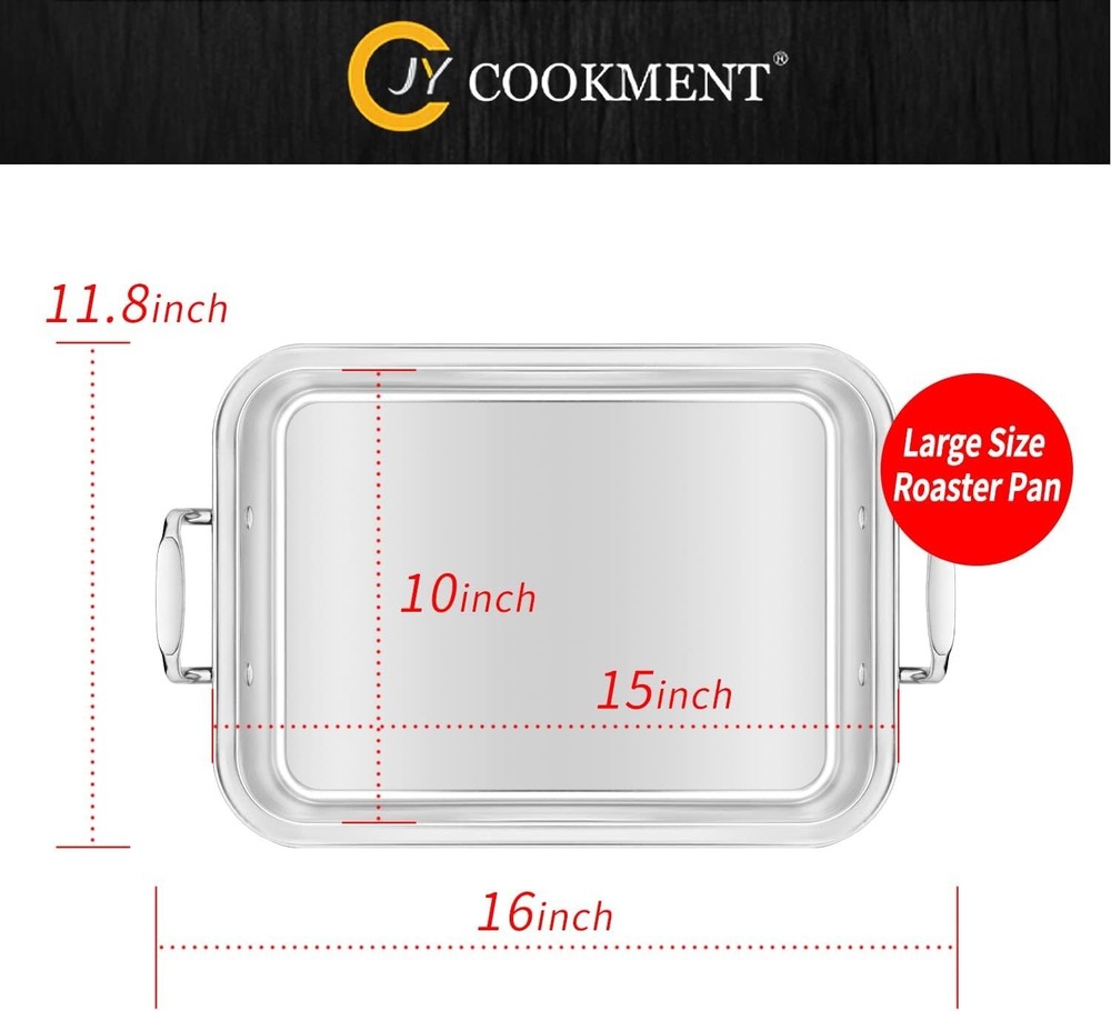Mirror Satin Finish Roasting Pan - 20lb Capacity