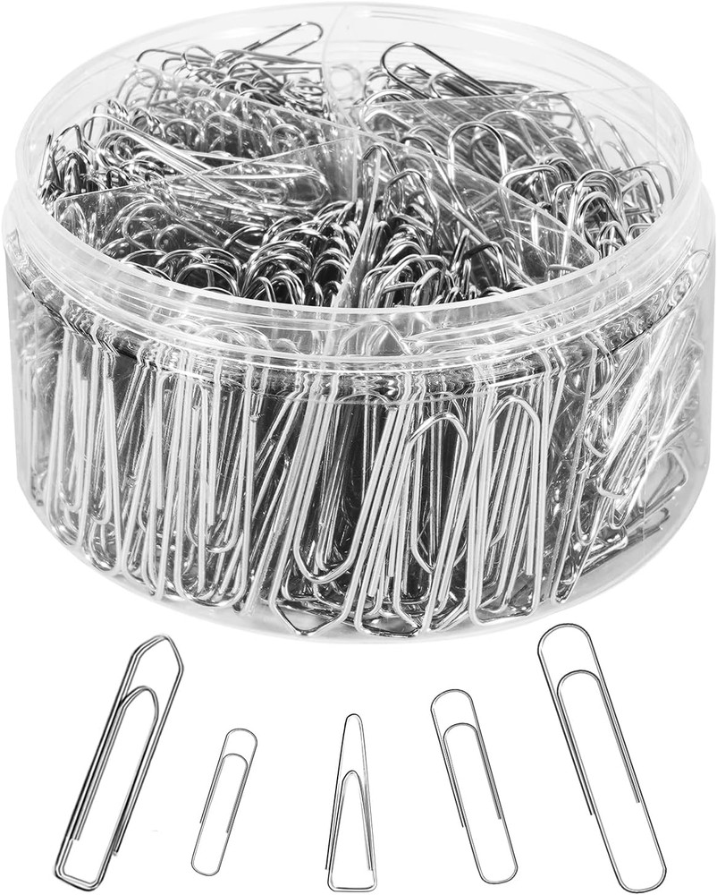 Paper Clips Assorted Sizes 580PCS Small Medium Large Office School Home Silver