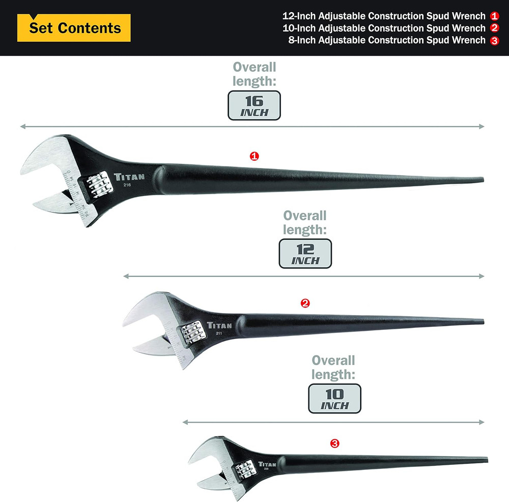 223 Adjustable Construction Spud Wrench, 3-Pc Set