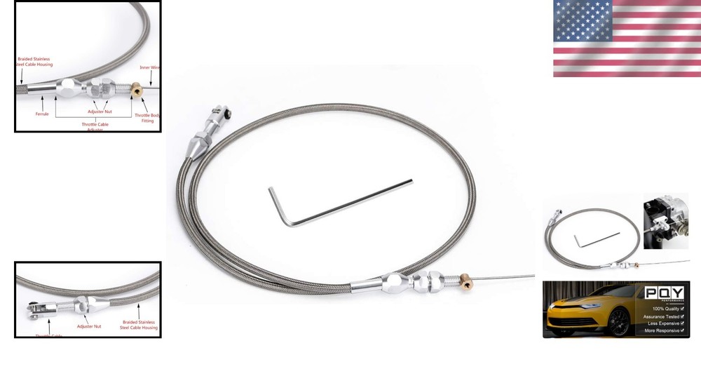 High-Quality LS Throttle Cable Kit - 36" Adjustable for Chevy Performance Gears