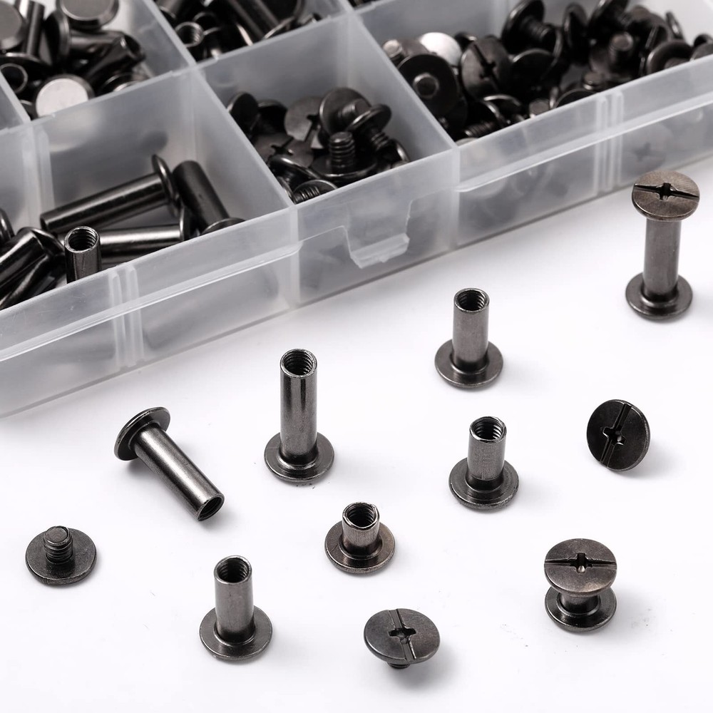 80 Sets Chicago Screw Leather Rivets Assorted Kit Chicago Binding Screws 5 Sizes