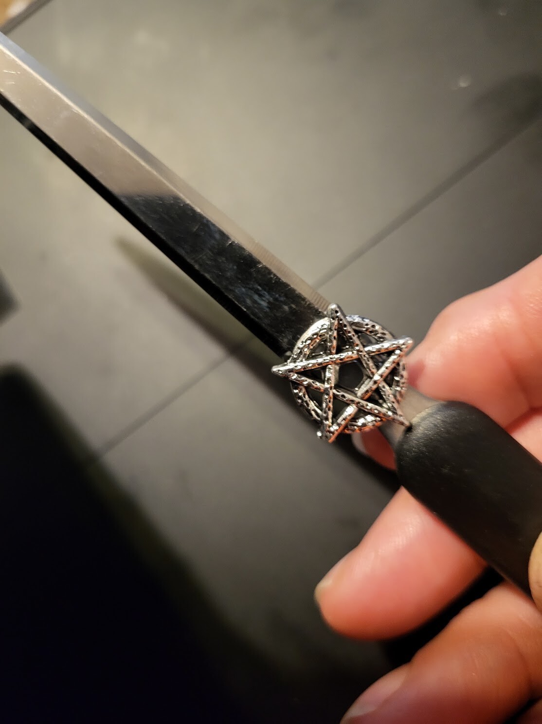 ~ Beautiful 7in Athame with Pentagram Charm Wicca Pagan