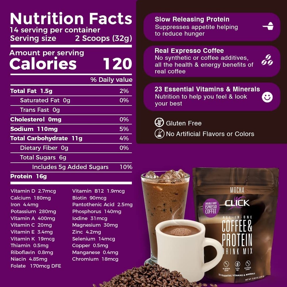 Click Coffee & Protein Powder Bag - Mocha