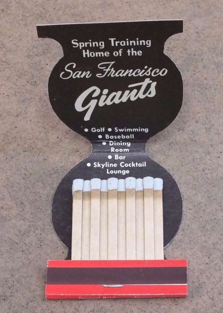 S.F. GIANTS BASEBALL MATCHBOOK - SPRING TRAINING - 1960's COMPLETE - MINT