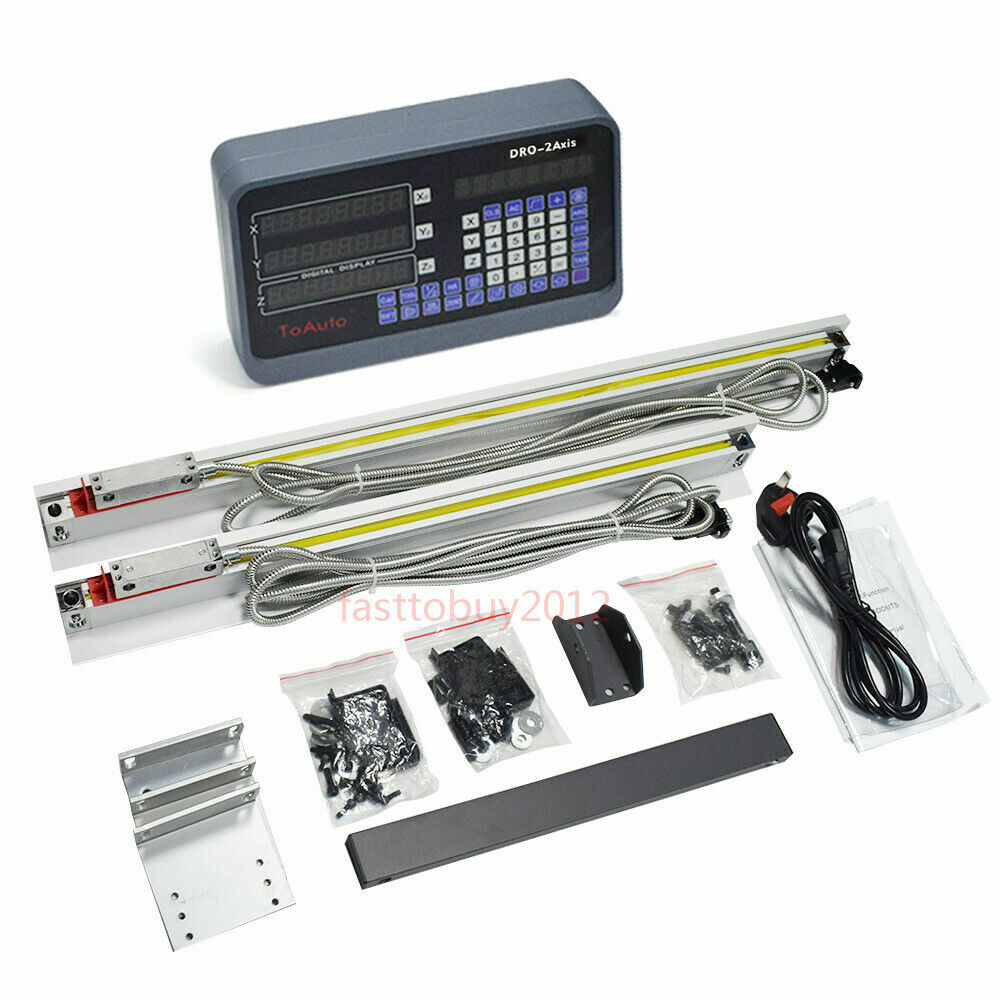 2 Axis Digital Readout DRO &2 TTL Linear Glass Scale Encoder for milling CNC