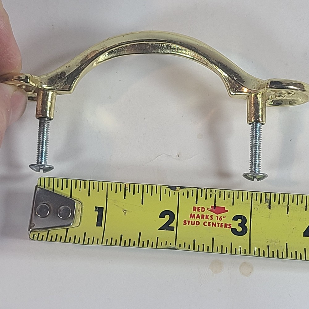 Vintage Solid Brass Cabinet Drawer Pull Handle Sea Shell Ends Hardware 4 1/2"