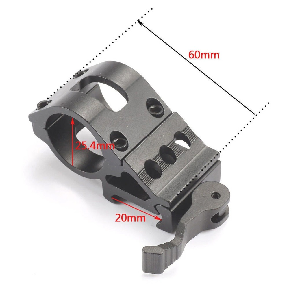 Tactical 1" Offset Picatinny Weaver Rail Mount for Flashlight With Quick Release