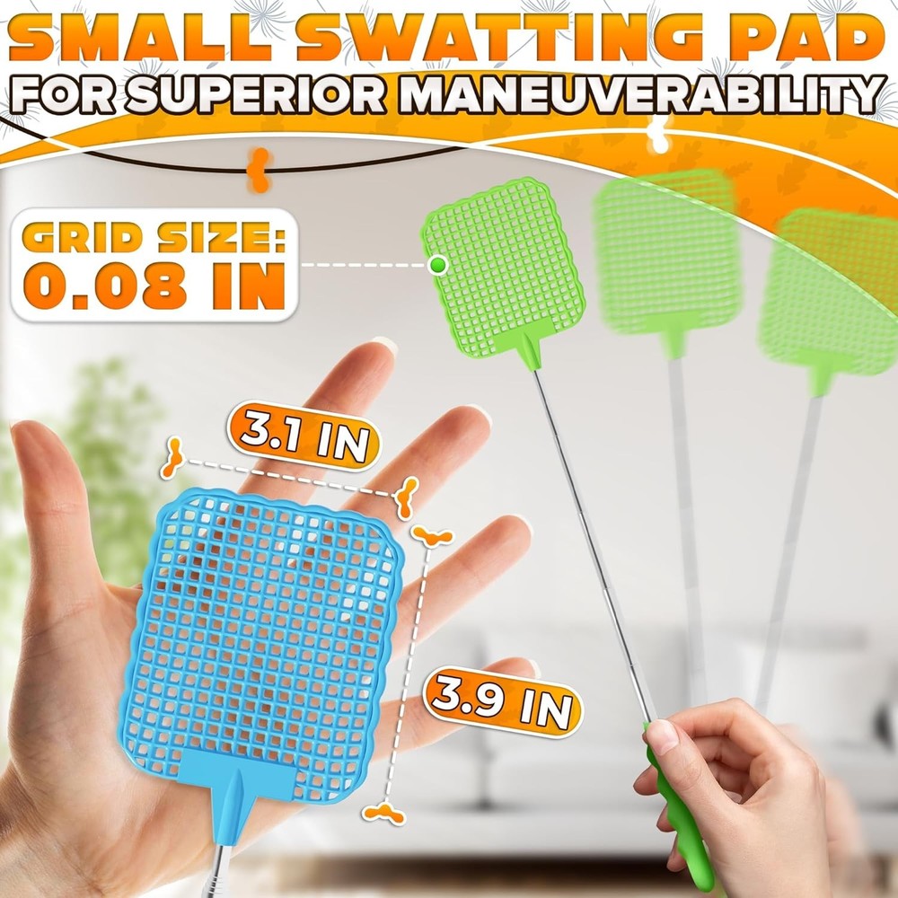 3-Pack Telescopic Fly Swatter Set – Durable and Lightweight Multicolor