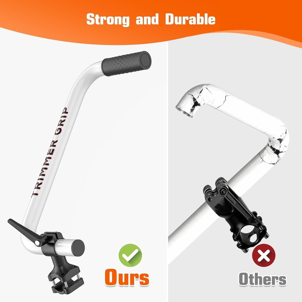 Ergonomic Weed Eater Handle Extension, Universal String Trimmer Silver