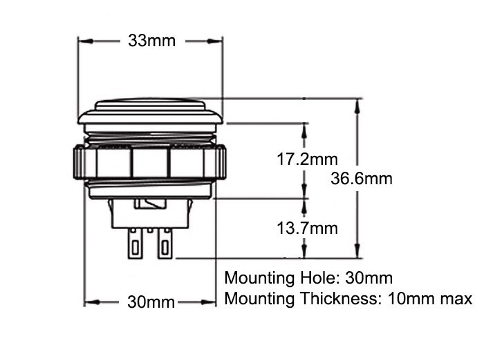Crown / Samducksa SDB-202C 30mm Cherry Screw In Clear Button *US Shipper*