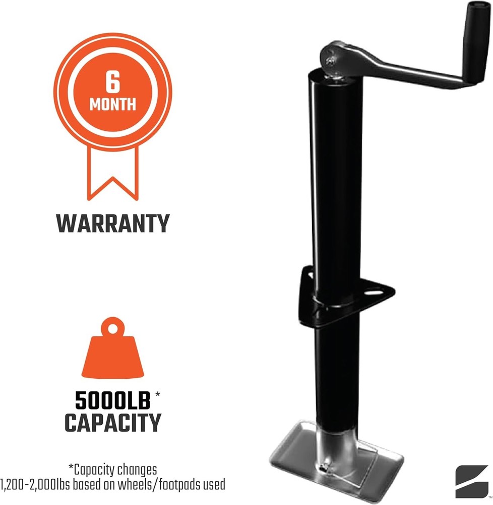Top-Wind A-Frame Trailer Jack with Rectangular Footpad | 5000 lb Manual Crank...