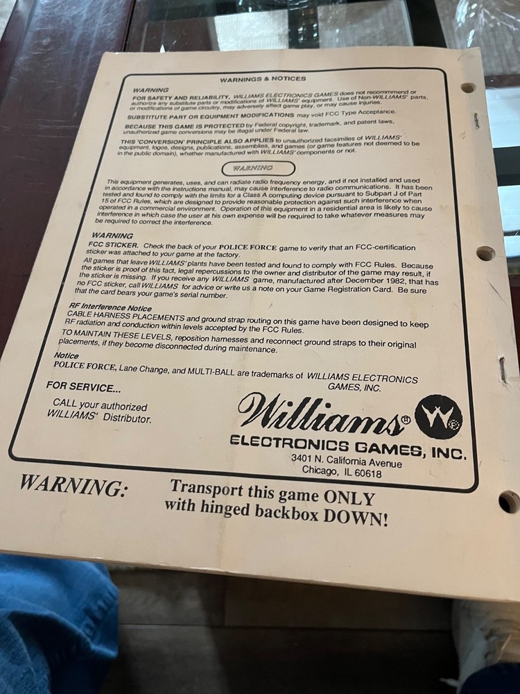 Police Force Pinball Manual