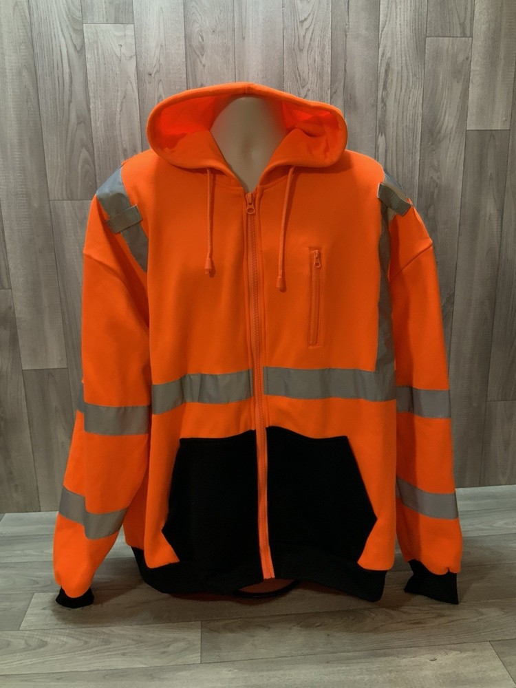 Blaze Orange Reflective Winter Construction Labor Work Jacket Mens 3XL