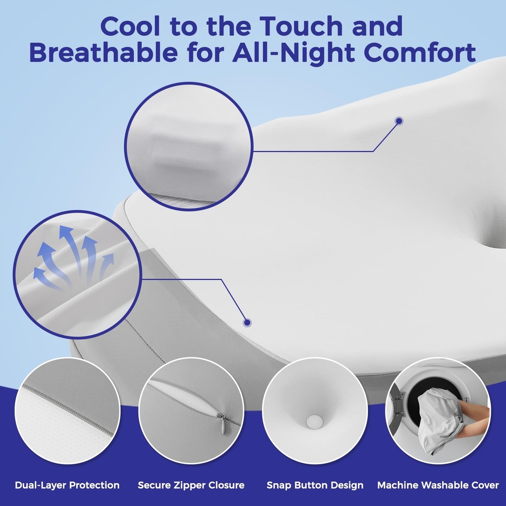 Cervical Neck Pillow for Sleeping, Ergonomic Side Sleeper Pillow, Memory Foam...