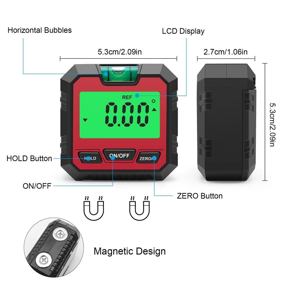 Magnetic Digital Angle Finder Level Box LCD Protractor Inclinometer Gauge Tool