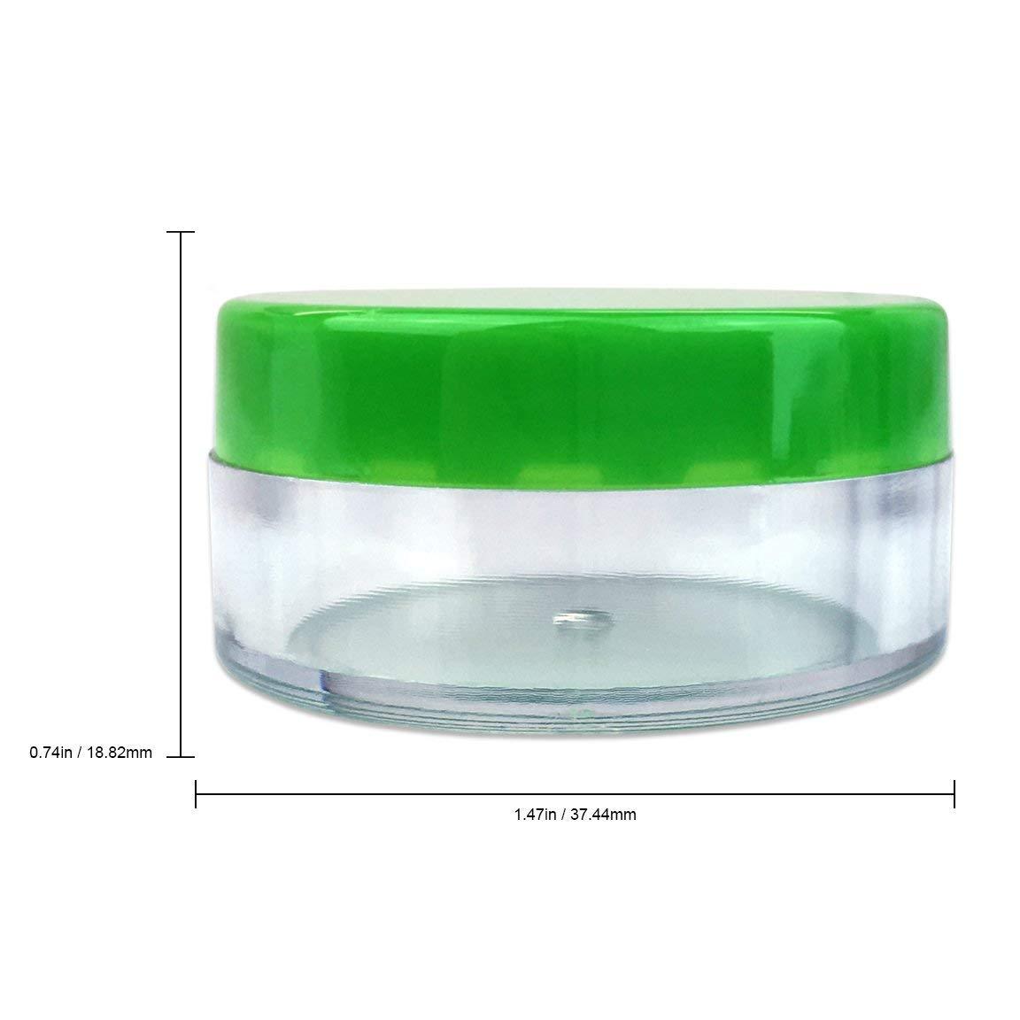 Beauticom® (1000 Pieces) 10G/10ML Round Cosmetic Clear Sample Jars Green Lids