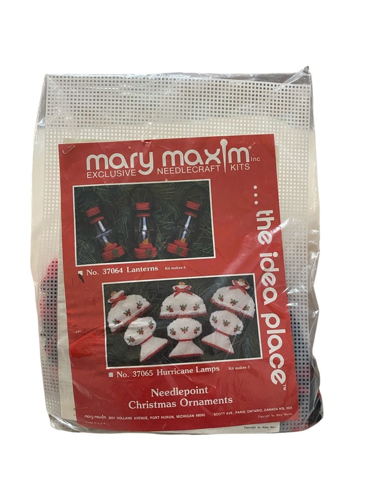 Mary Maxim Needlepoint Kit Lanterns Ornaments New