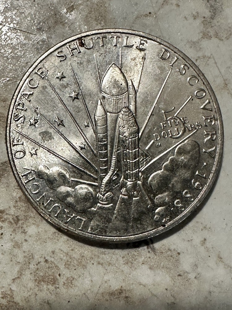Marshall Islands $5 Space Shuttle Discovery Silver Coin 🚀 Proof-Style
