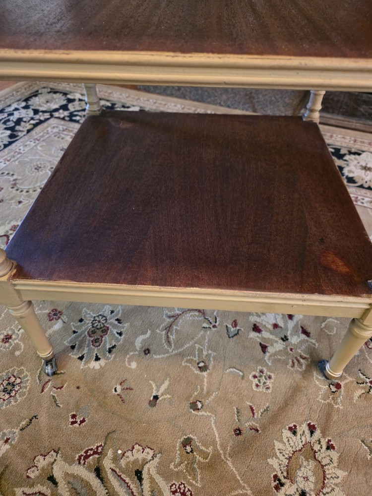 Vintage Rengency Style 3 Tiered Table with Casters Solid Wood