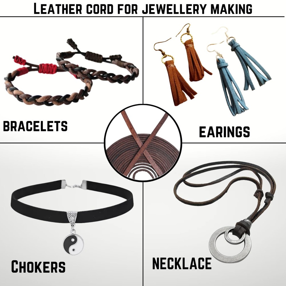 Flat Genuine Leather Cord String Full Grain Lace 10 MM, Brown Distressed