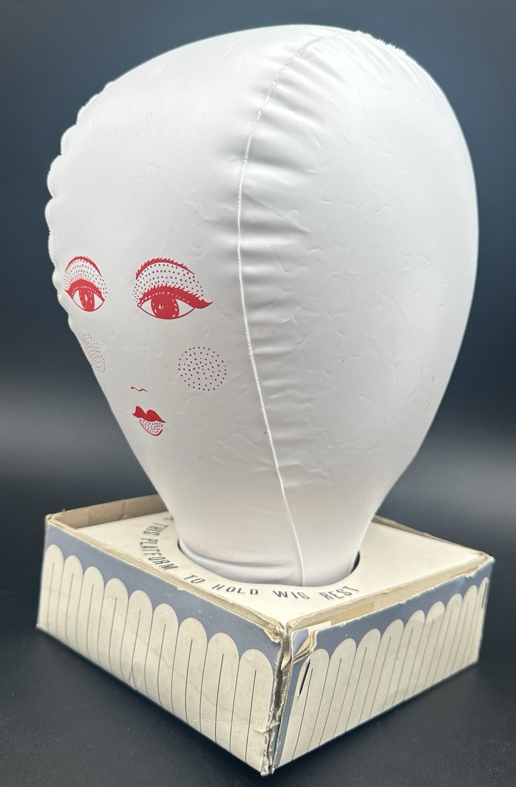 Vintage Inflatable Mannequin Woman Head Blow Up Wig Hat Rest Stand Dan Dee Japan