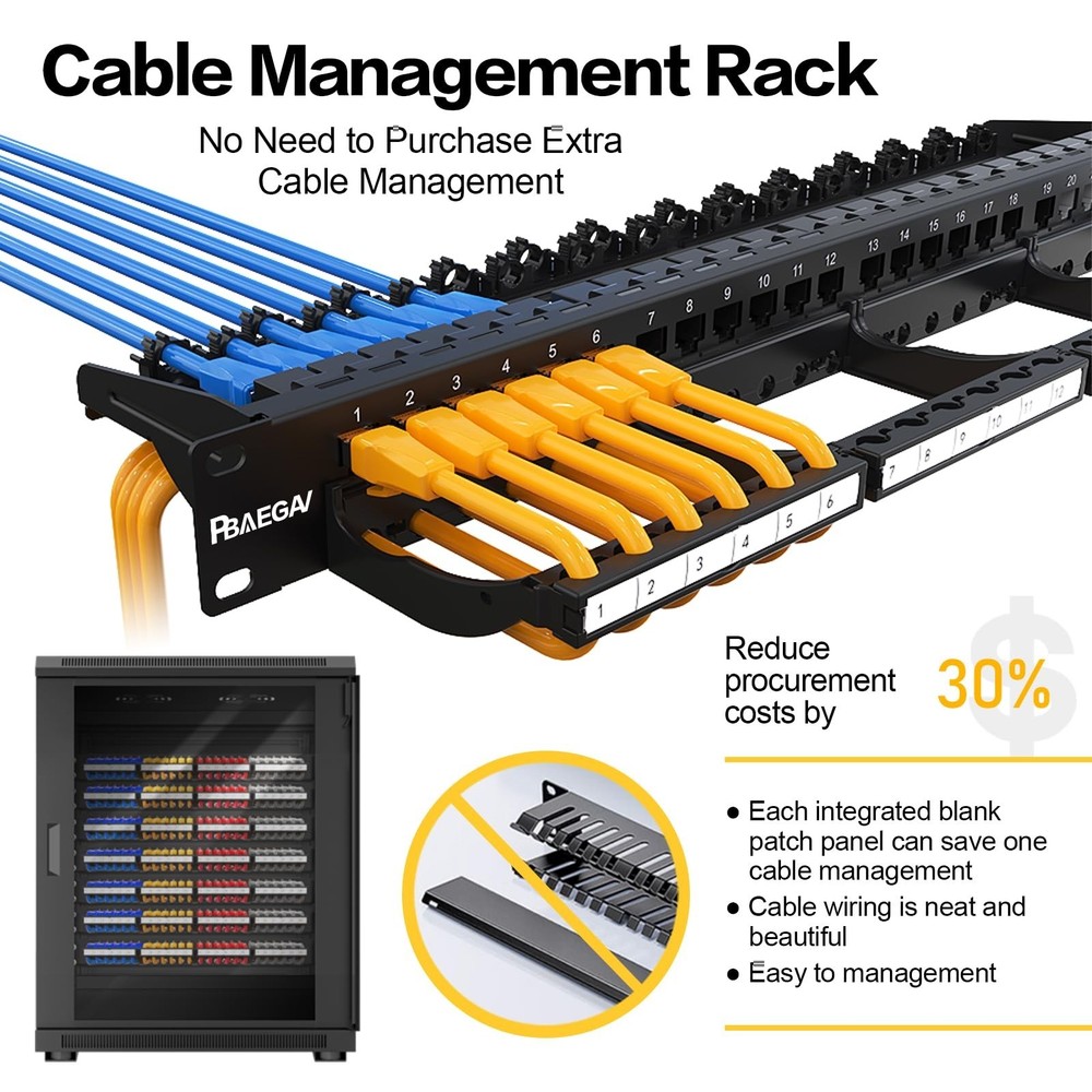 Patch Panel 24 Port with Cat6A UTP Keystone Jack【EC Listed】 Front