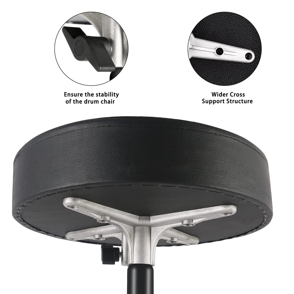 Drum Throne Adjustable Padded Drum Stool Folding Seat Black