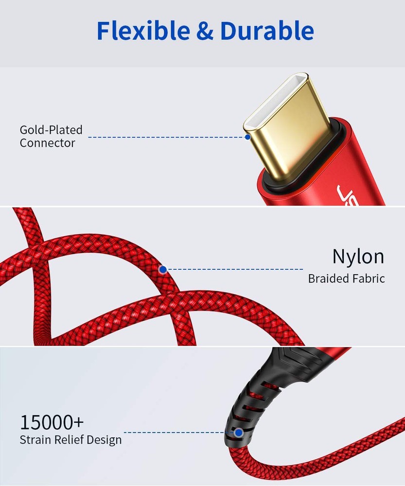 JSAUX USB B to C Cable 10ft, C Printer Compatible Red