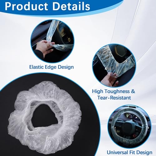 200PCS Disposable Steering Wheel Covers, Elastic Universal Steering Wheel