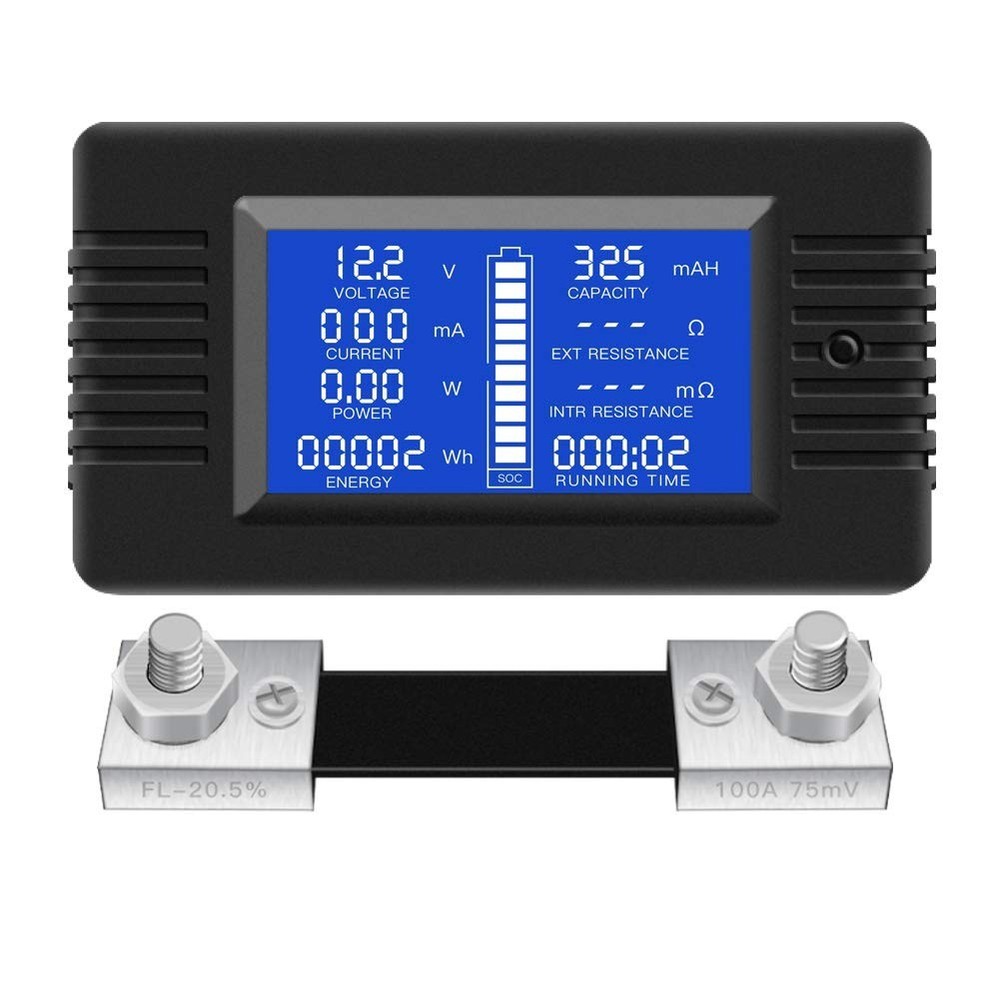 Comprehensive DC Battery Multimeter: 0-200V/0-100A with Innovative Display Modes