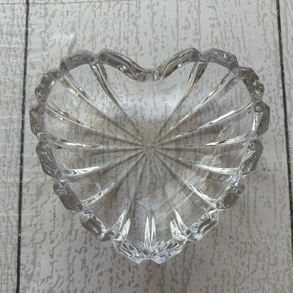 Glass Heart Shaped Trinket Dish