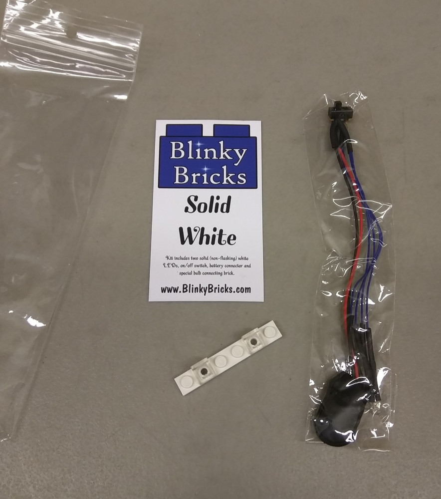 Blinky Bricks Solid White Dual LED Light Assembly NEW! 1x6 Plate Clear Slopes