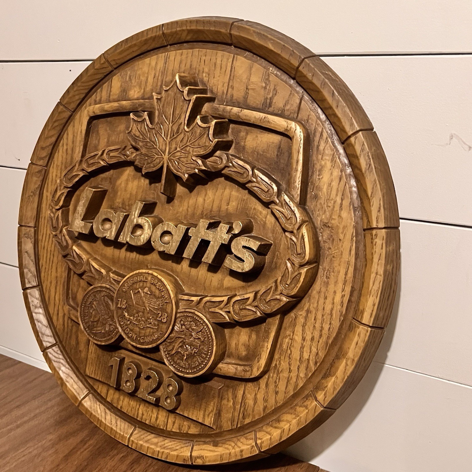 Labatt’s Beer Barrel Wall Sign 19” Vintage 3D Canadian Brewery Bar Decor