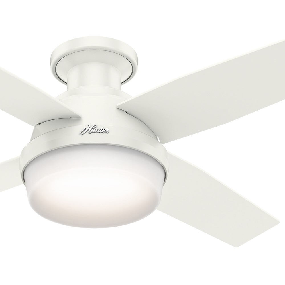 Hunter Fan 44 in Low Profile Fresh White Indoor Ceiling Fan w Light Kit 4 Blade