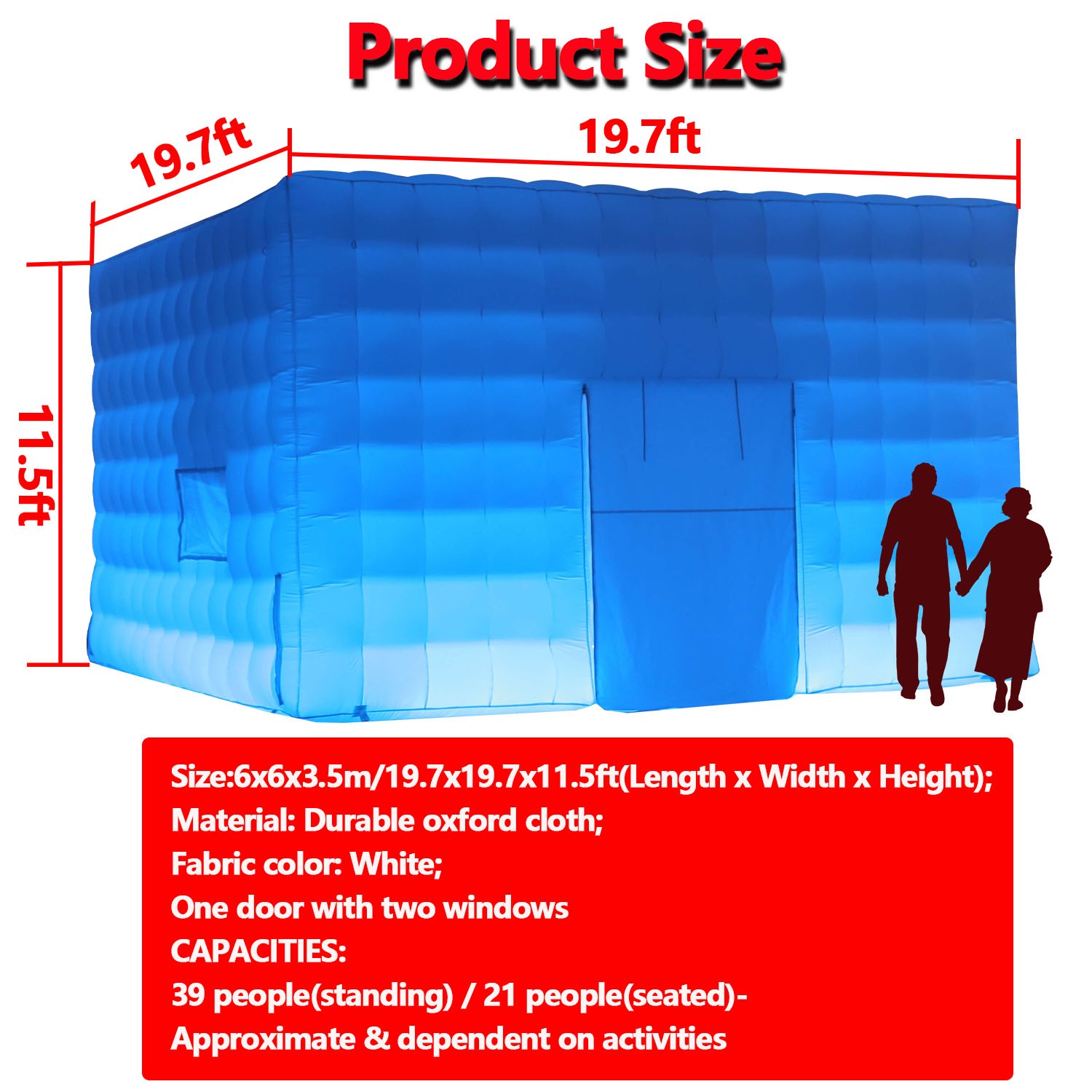 Inflatable Night Club 20FT White Inflatable Cube Party Tent w/LED lights US