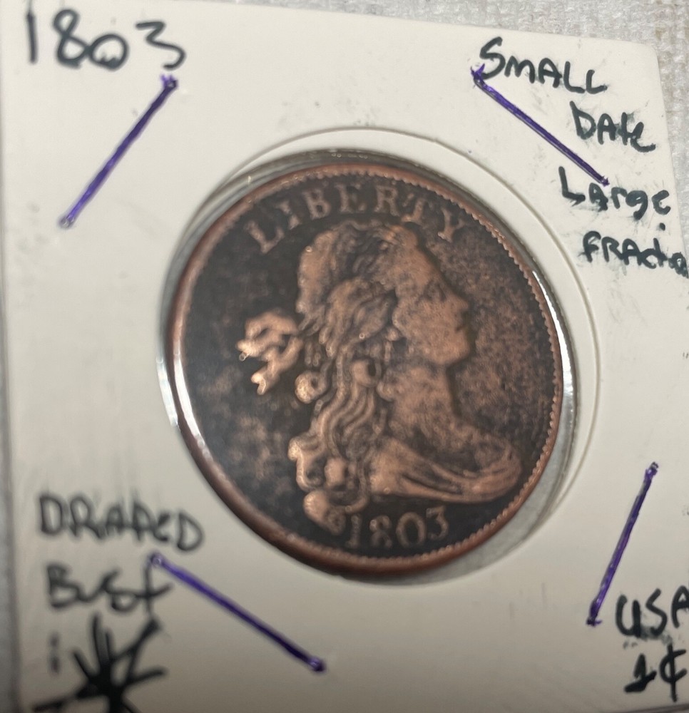 1803 Draped Bust Cent Small Date, Large Fraction